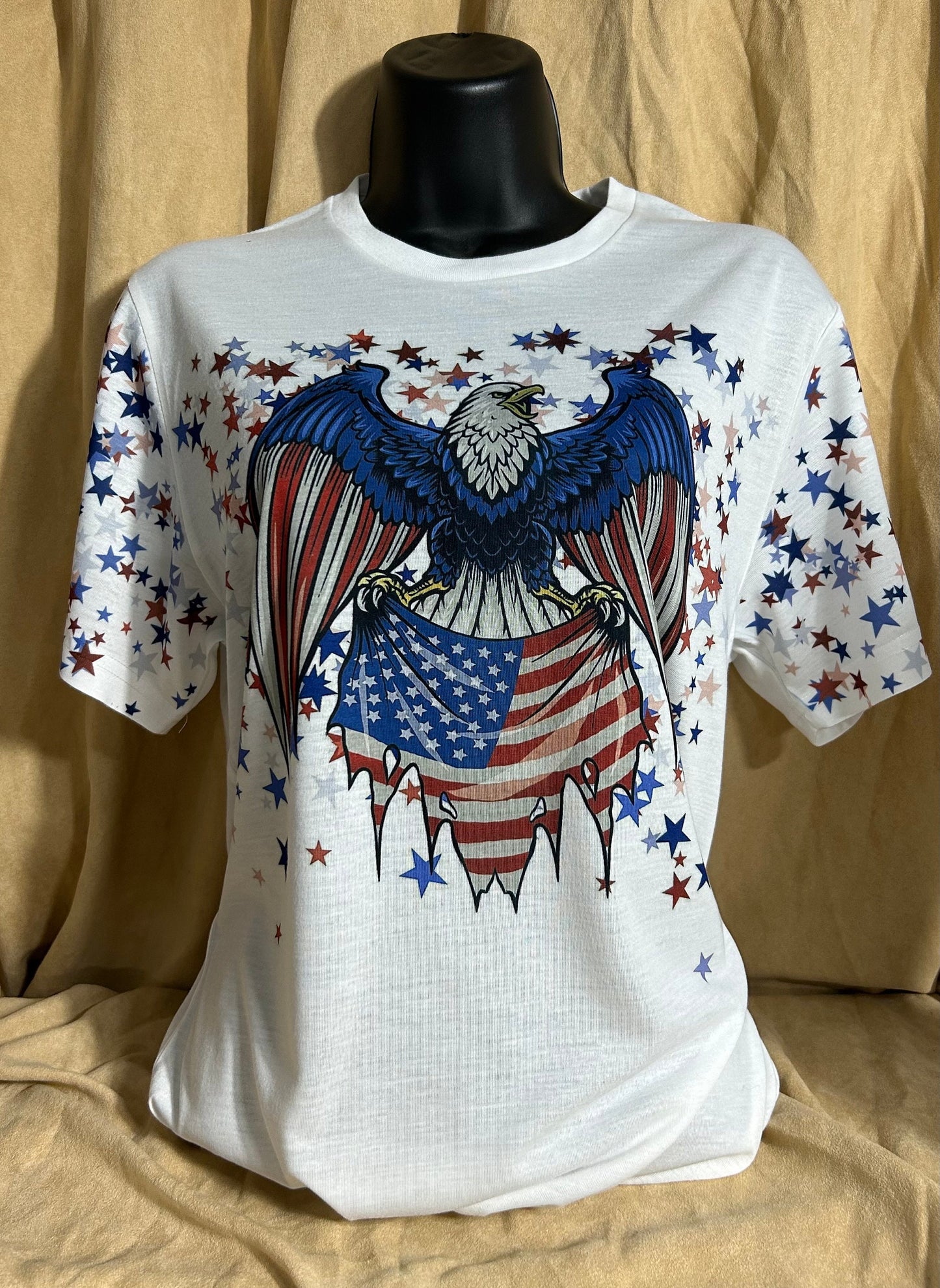 Eagle USA patriotic t-shirt, flag and stars, red, white and blue tee, unisex shirt.