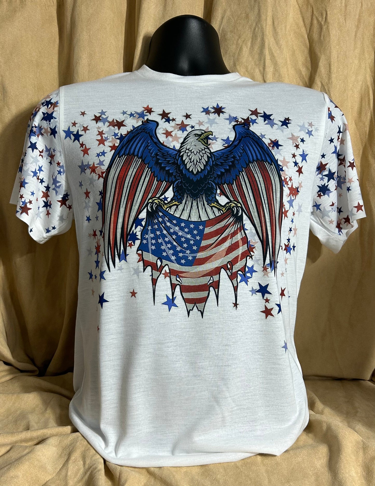 Eagle USA patriotic t-shirt, flag and stars, red, white and blue tee, unisex shirt.