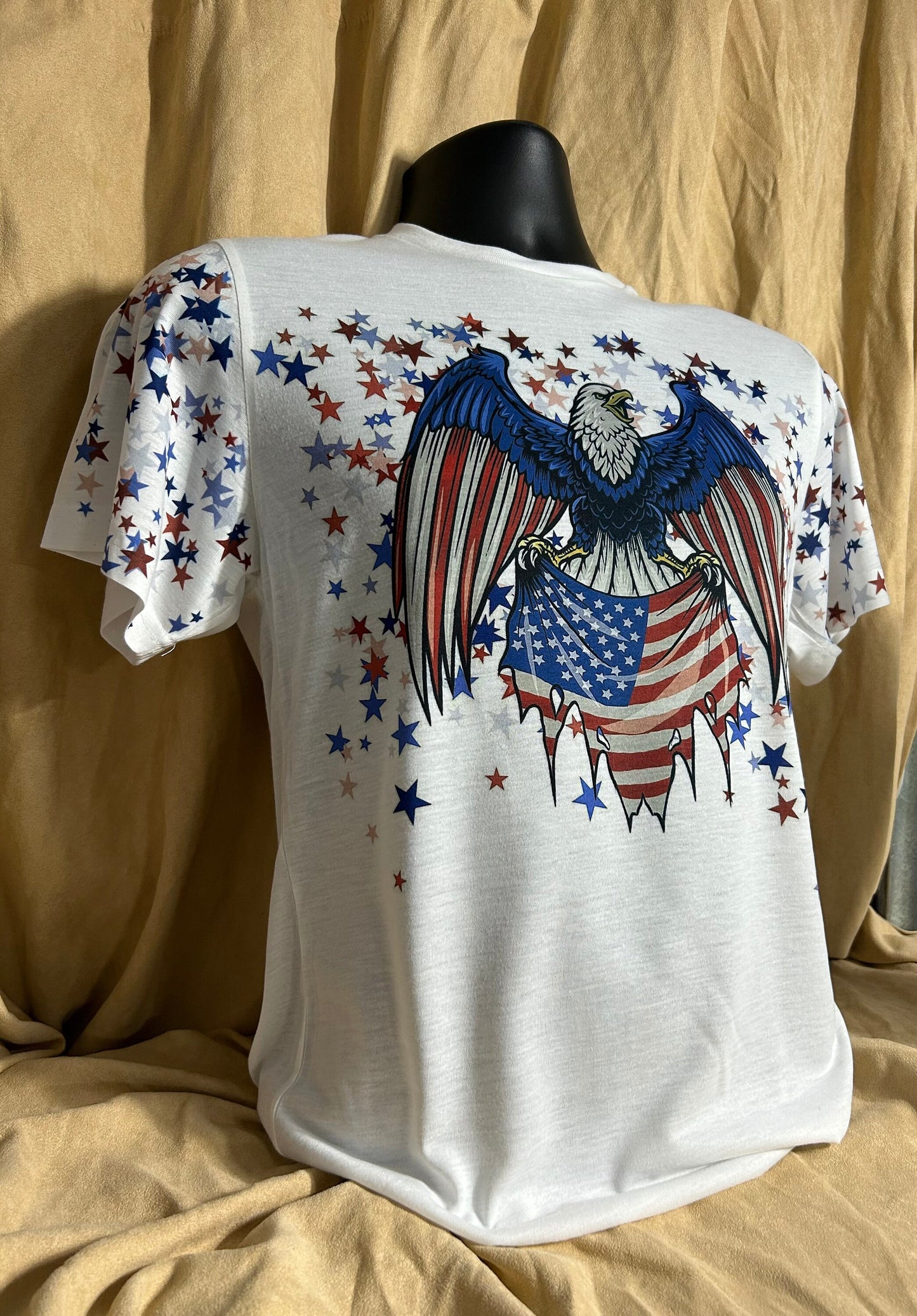 Eagle USA patriotic t-shirt, flag and stars, red, white and blue tee, unisex shirt.