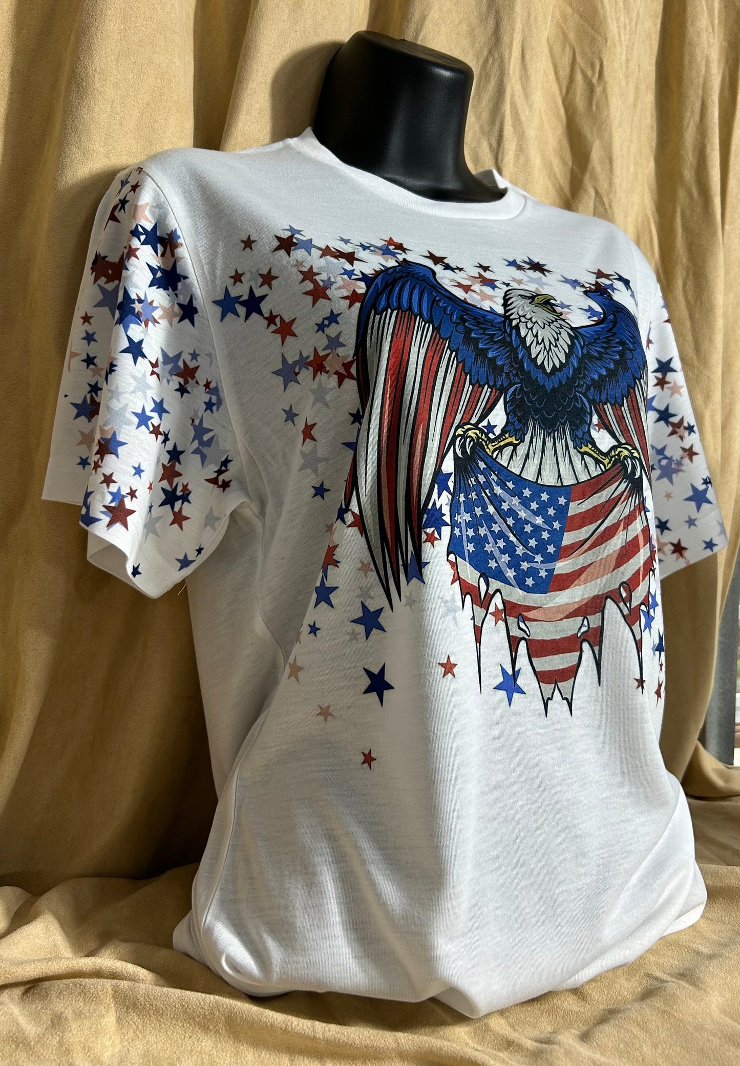 Eagle USA patriotic t-shirt, flag and stars, red, white and blue tee, unisex shirt.