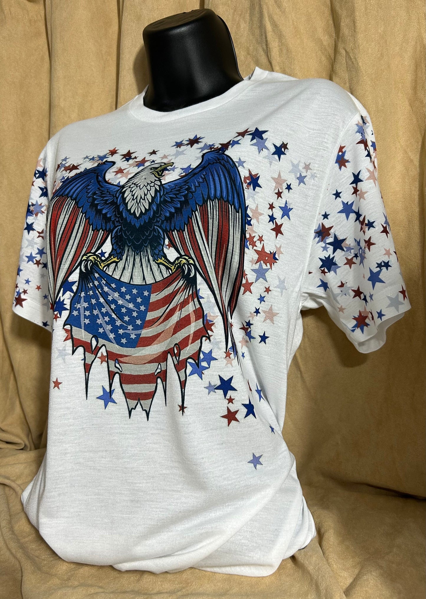 Eagle USA patriotic t-shirt, flag and stars, red, white and blue tee, unisex shirt.