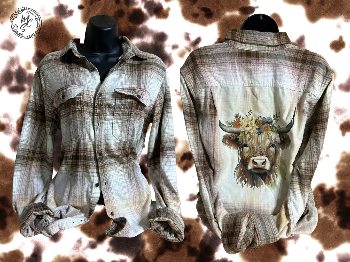 Flannels Bleached/Distressed/Vintage Customized (Choose your flannel size, color and send me a picture or the idea for your design)