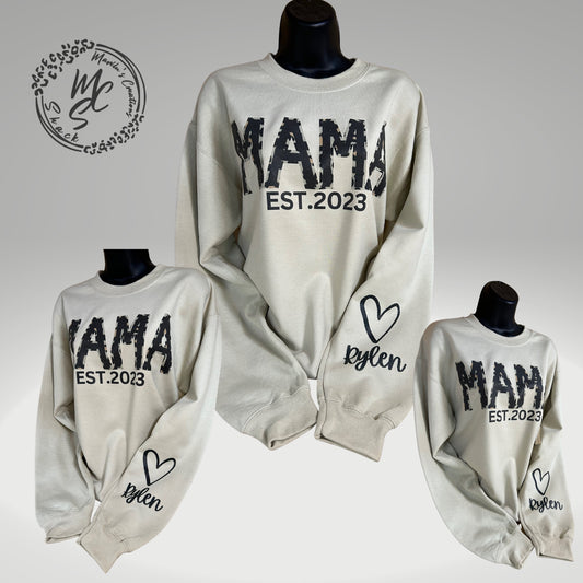 Mama Est Sweatshirt, Cool Mom Sweatshirt, Custom Year and Name Sweatshirt, Crewneck Pullover Sweatshirt, Oversized Sweatshirt