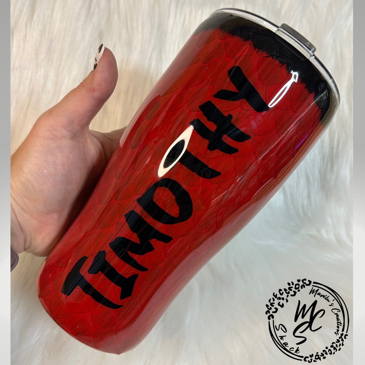 Dragon Tumbler customizable/personalizable, Targaryen inspired 3d dragon cup with red and black no glitter, several size and shape tumblers.