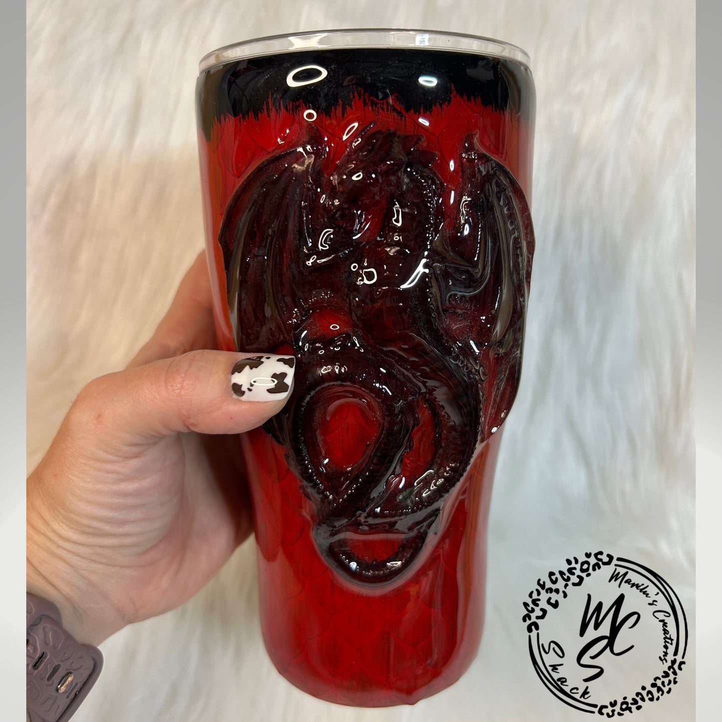 Dragon Tumbler customizable/personalizable, Targaryen inspired 3d dragon cup with red and black no glitter, several size and shape tumblers.