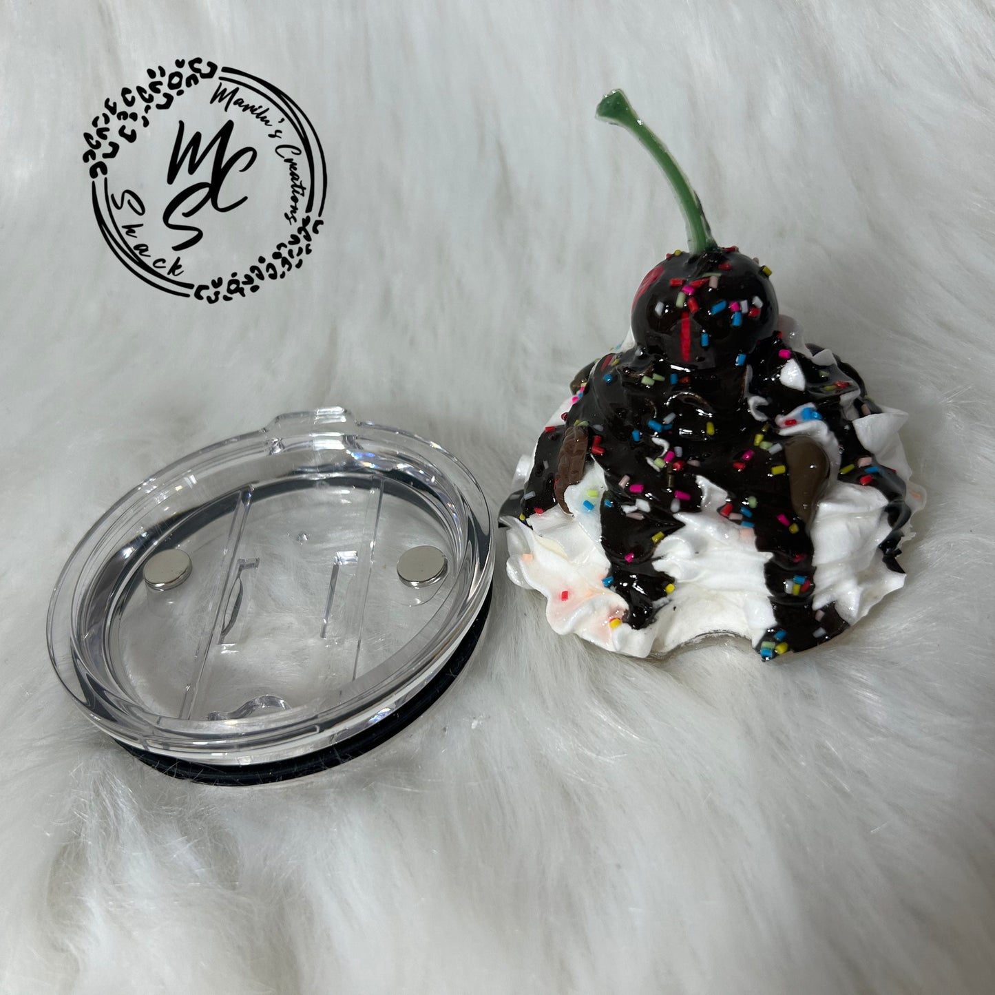 Whipped cream chocolate mocha cherry top removable toppers and lid for 30 and 20oz tumblers. Faux topper replacement lid. Tumbler top