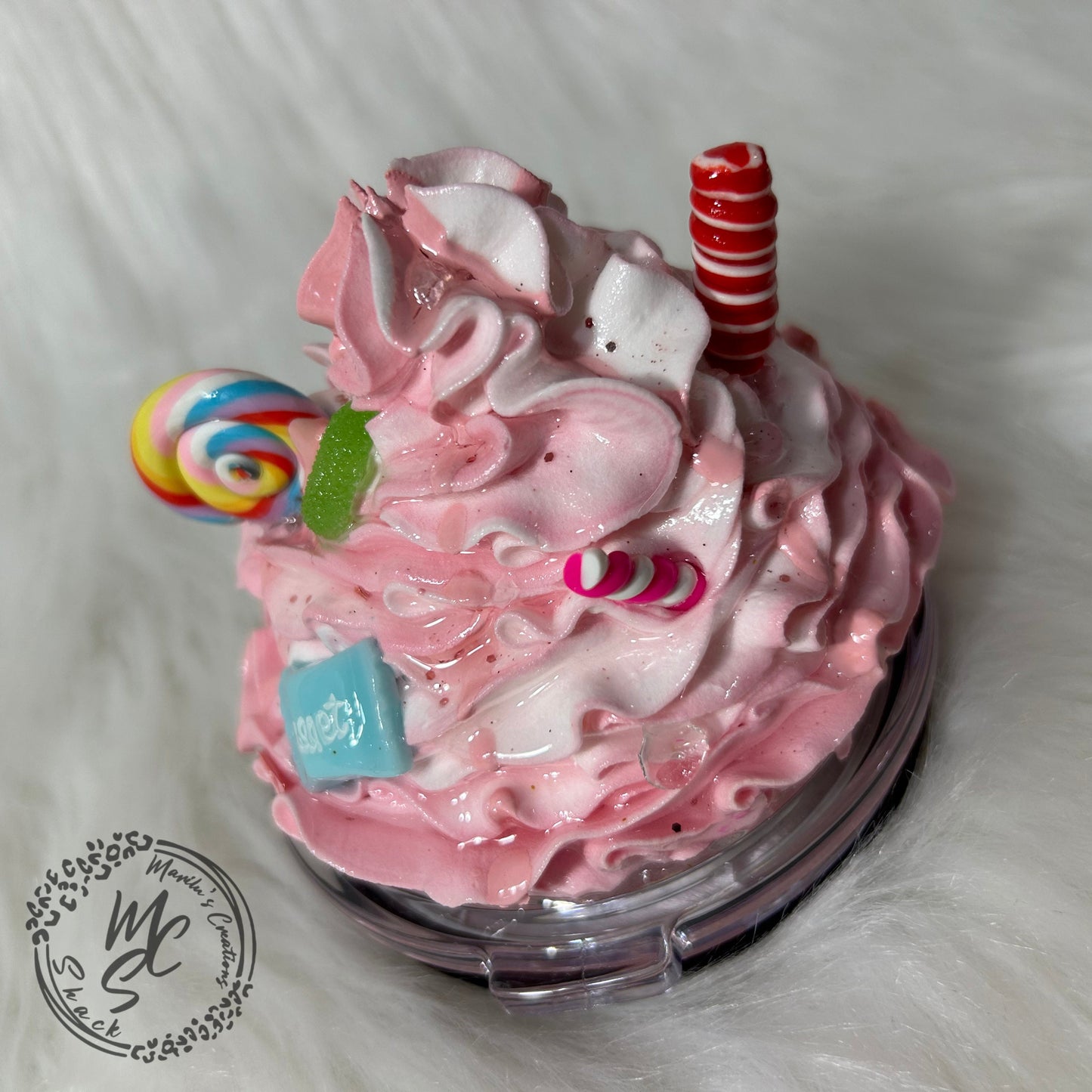 Candy Whipped cream removable topper and lid for different size tumblers. Faux topper replacement lid. Tumbler top