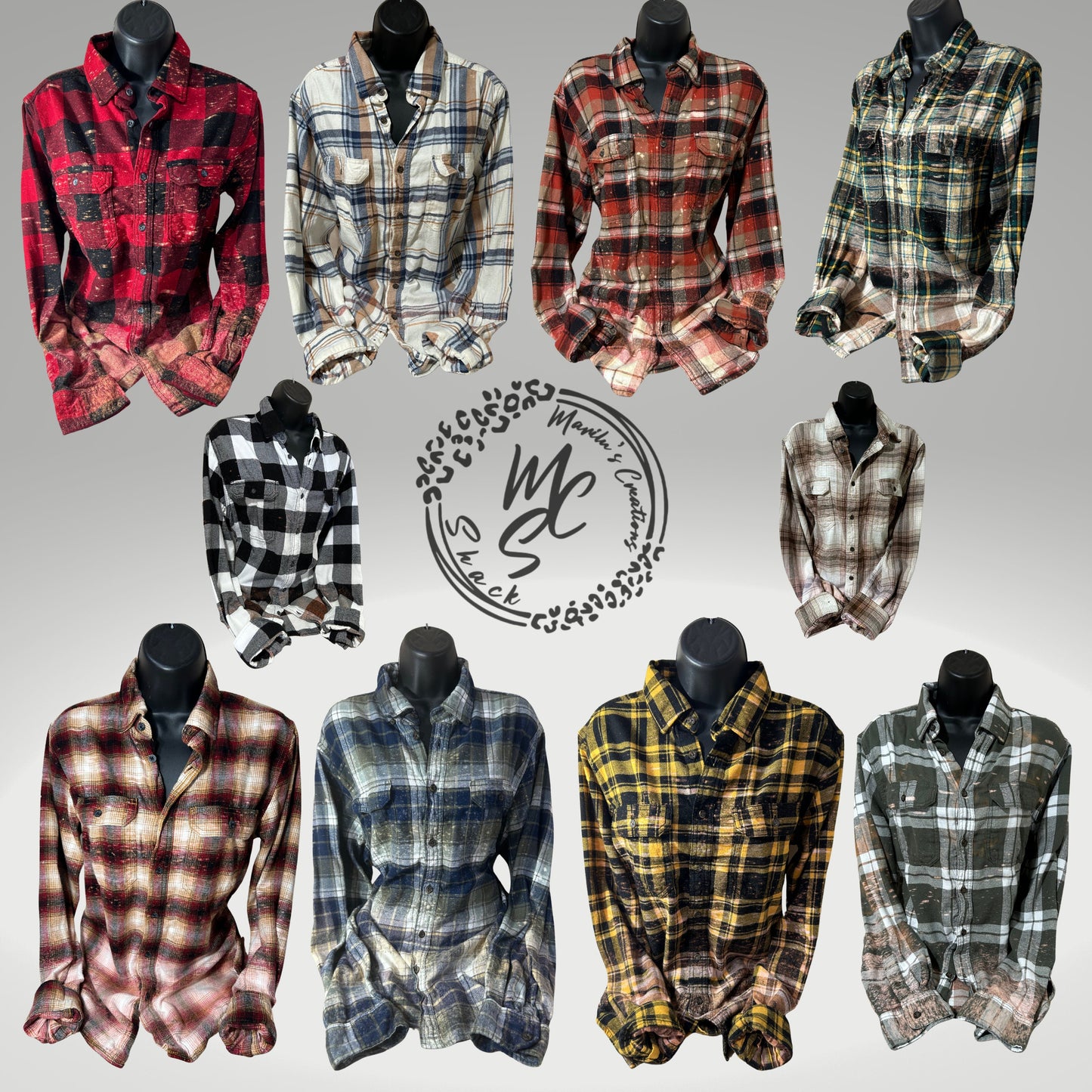 Flannels Bleached/Distressed/Vintage Customized (Choose your flannel size, color and send me a picture or the idea for your design)