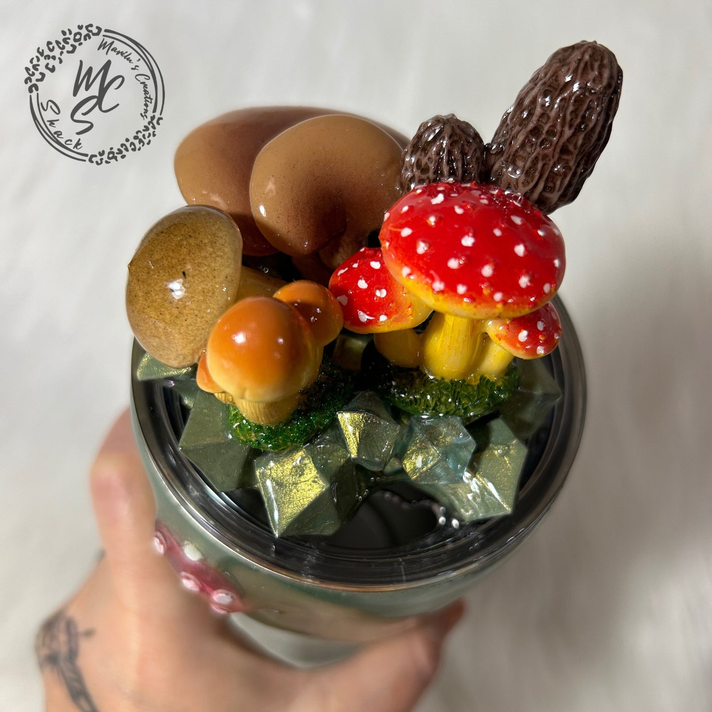 Mushrooms Tumbler Topper, 3d fake mushrooms removable toppers and lid for 30 and 20oz tumblers. Nature topper replacement lid. Tumbler top
