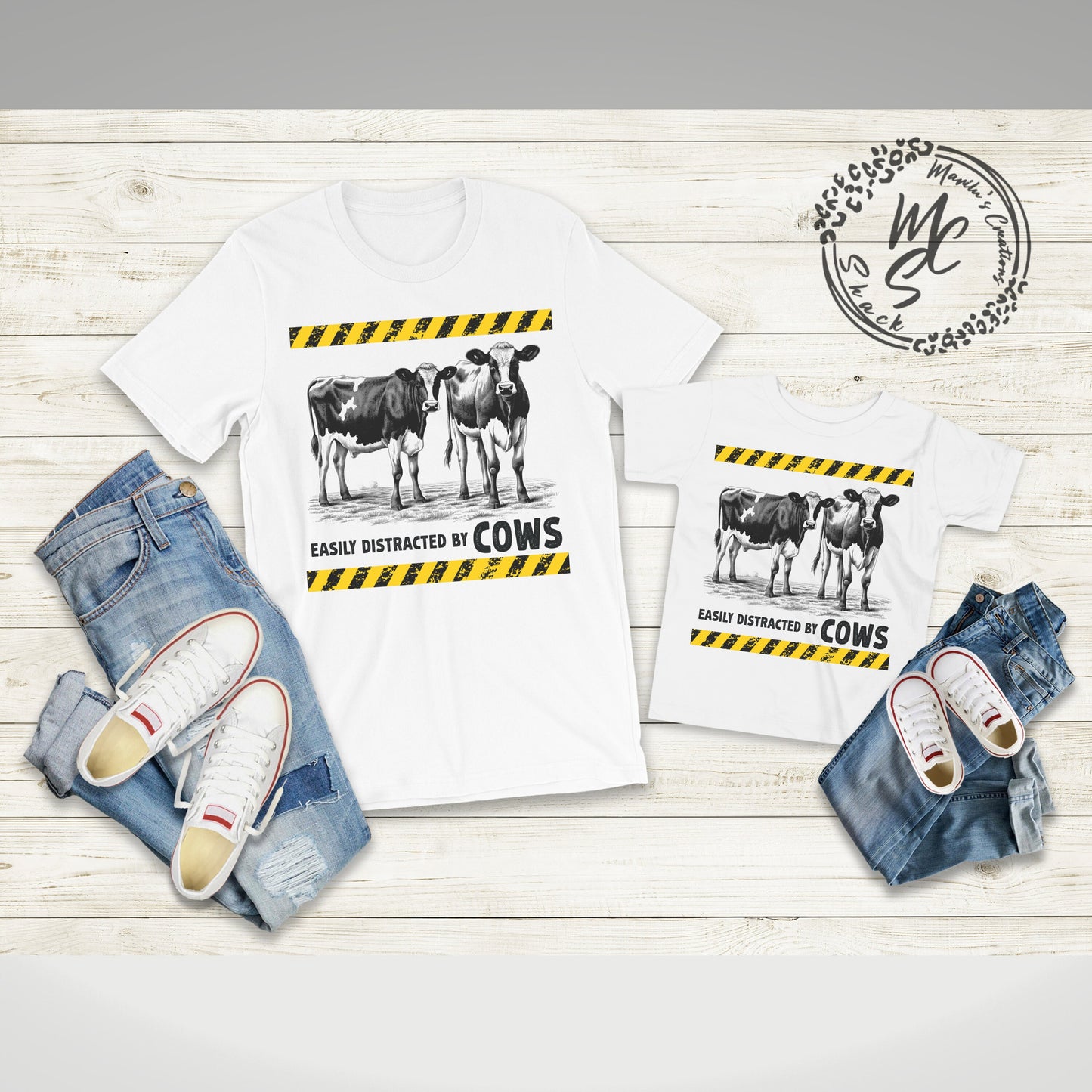 Easily distracted by cows T-shirt, unisex shirts, adult, toddler, youth and baby cow farm tees, cow lover top.