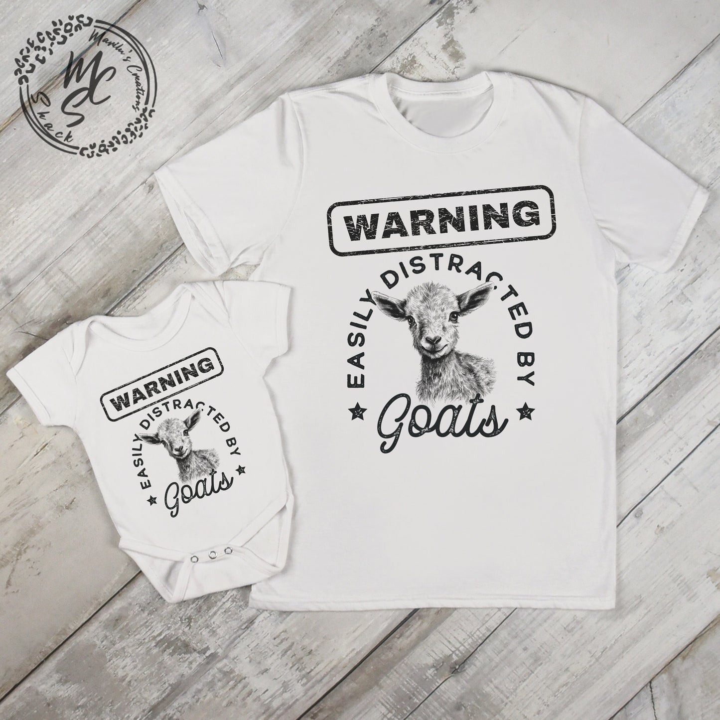 Warning easily distracted by goats T-shirt, unisex shirts, adult, toddler, youth and baby goat farm tees, goats lover top.