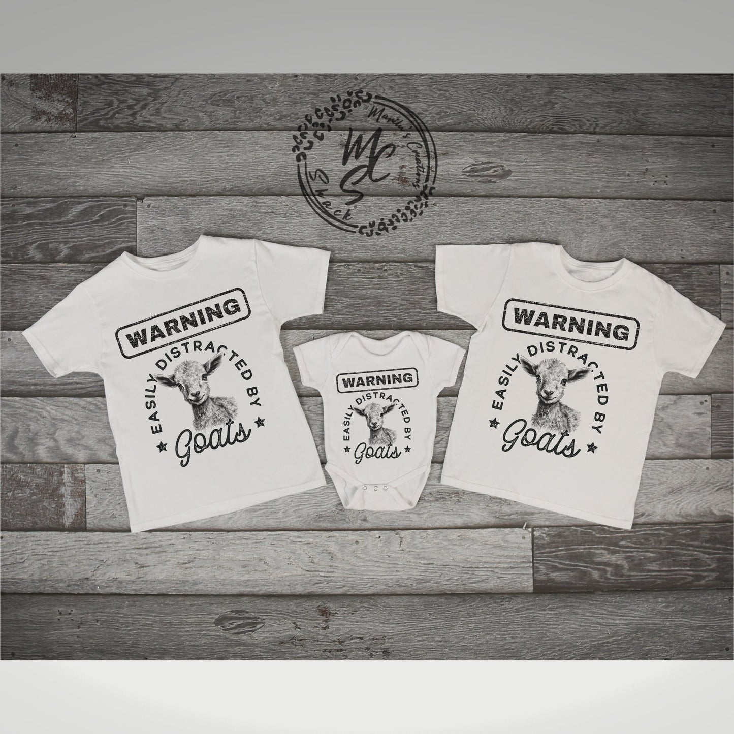 Warning easily distracted by goats T-shirt, unisex shirts, adult, toddler, youth and baby goat farm tees, goats lover top.