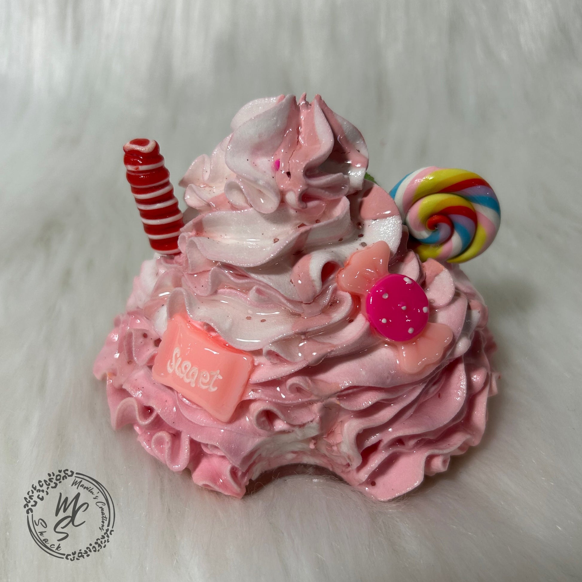 Candy Whipped cream removable topper and lid for different size tumblers. Faux topper replacement lid. Tumbler top