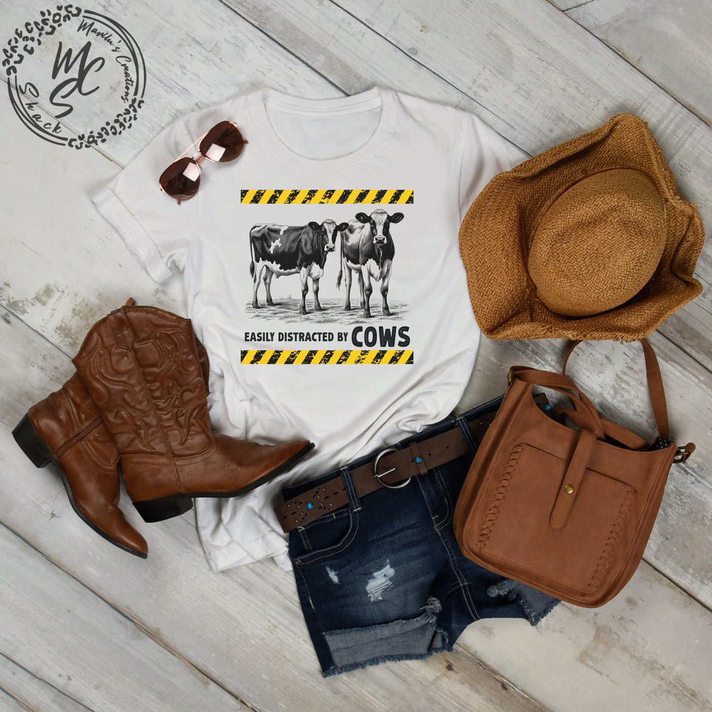 Easily distracted by cows T-shirt, unisex shirts, adult, toddler, youth and baby cow farm tees, cow lover top.