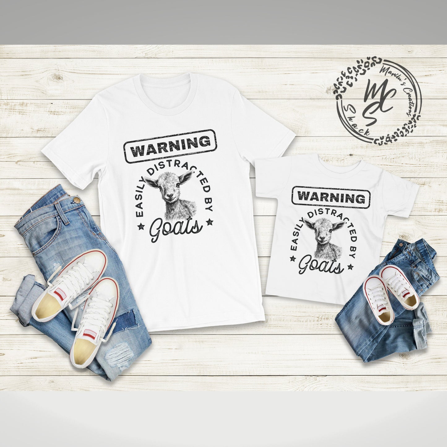 Warning easily distracted by goats T-shirt, unisex shirts, adult, toddler, youth and baby goat farm tees, goats lover top.