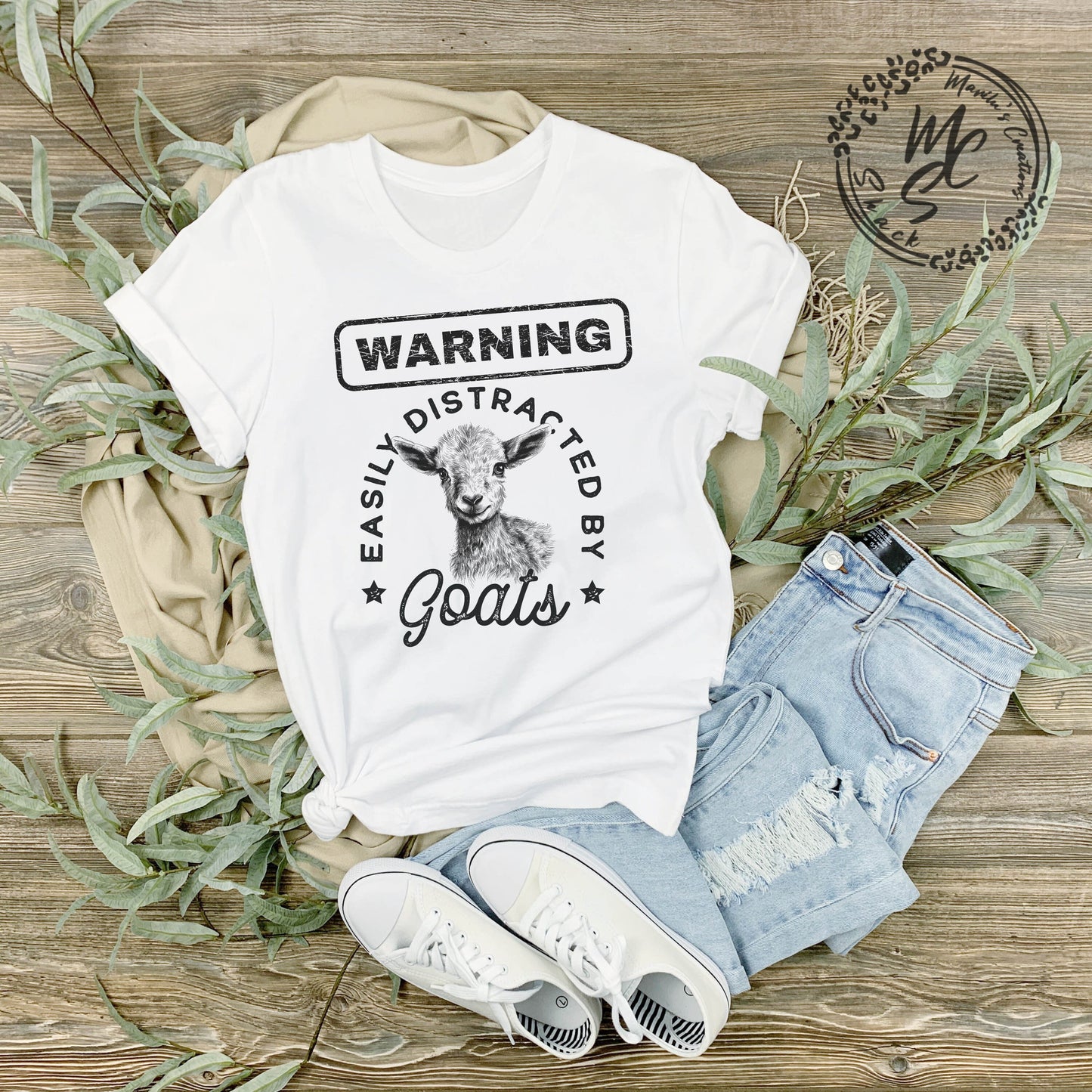 Warning easily distracted by goats T-shirt, unisex shirts, adult, toddler, youth and baby goat farm tees, goats lover top.