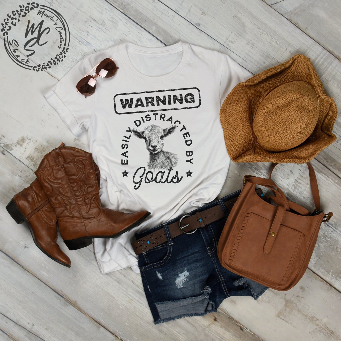 Warning easily distracted by goats T-shirt, unisex shirts, adult, toddler, youth and baby goat farm tees, goats lover top.