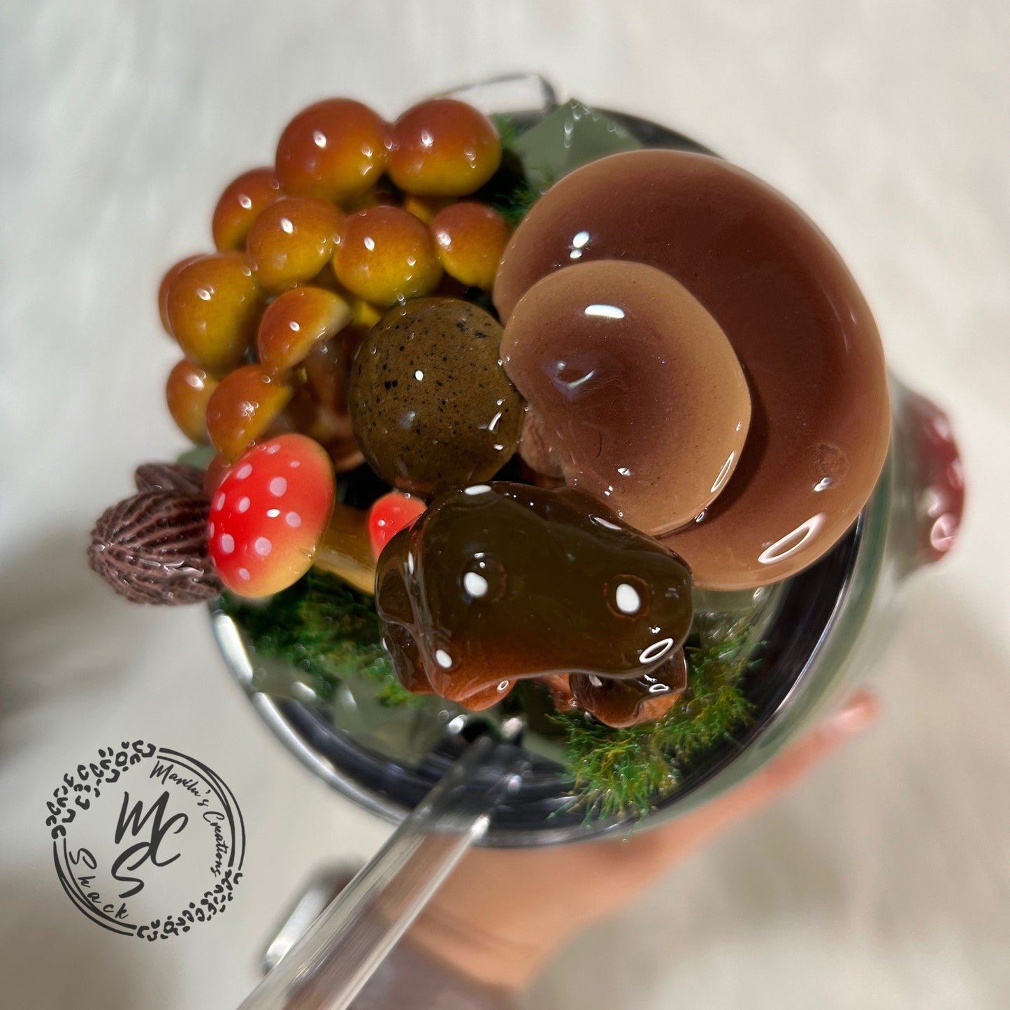 Mushrooms Tumbler Topper, 3d fake mushrooms removable toppers and lid for 30 and 20oz tumblers. Nature topper replacement lid. Tumbler top