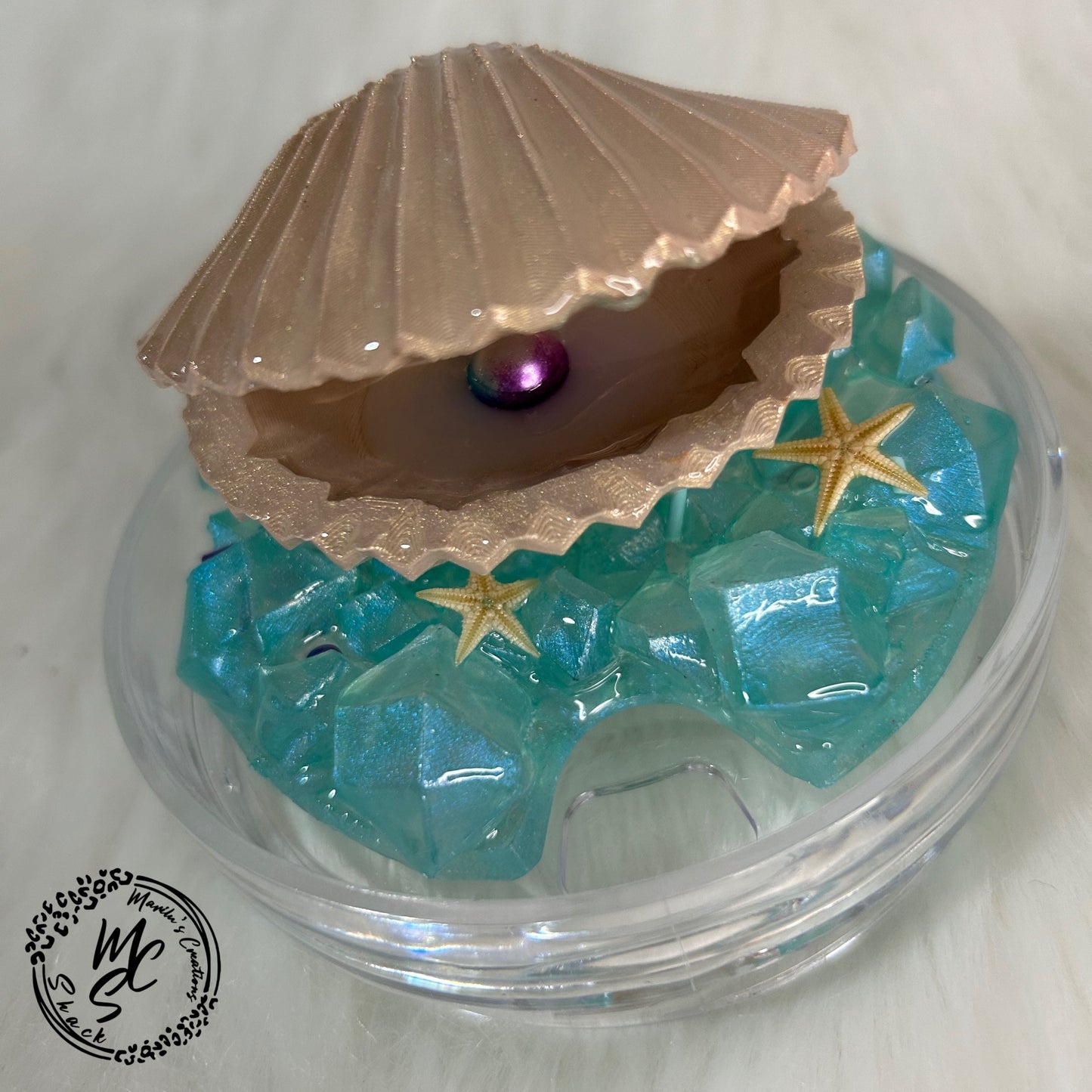 Mermaid Seashell Tumbler Topper: 3D Pearl Lid