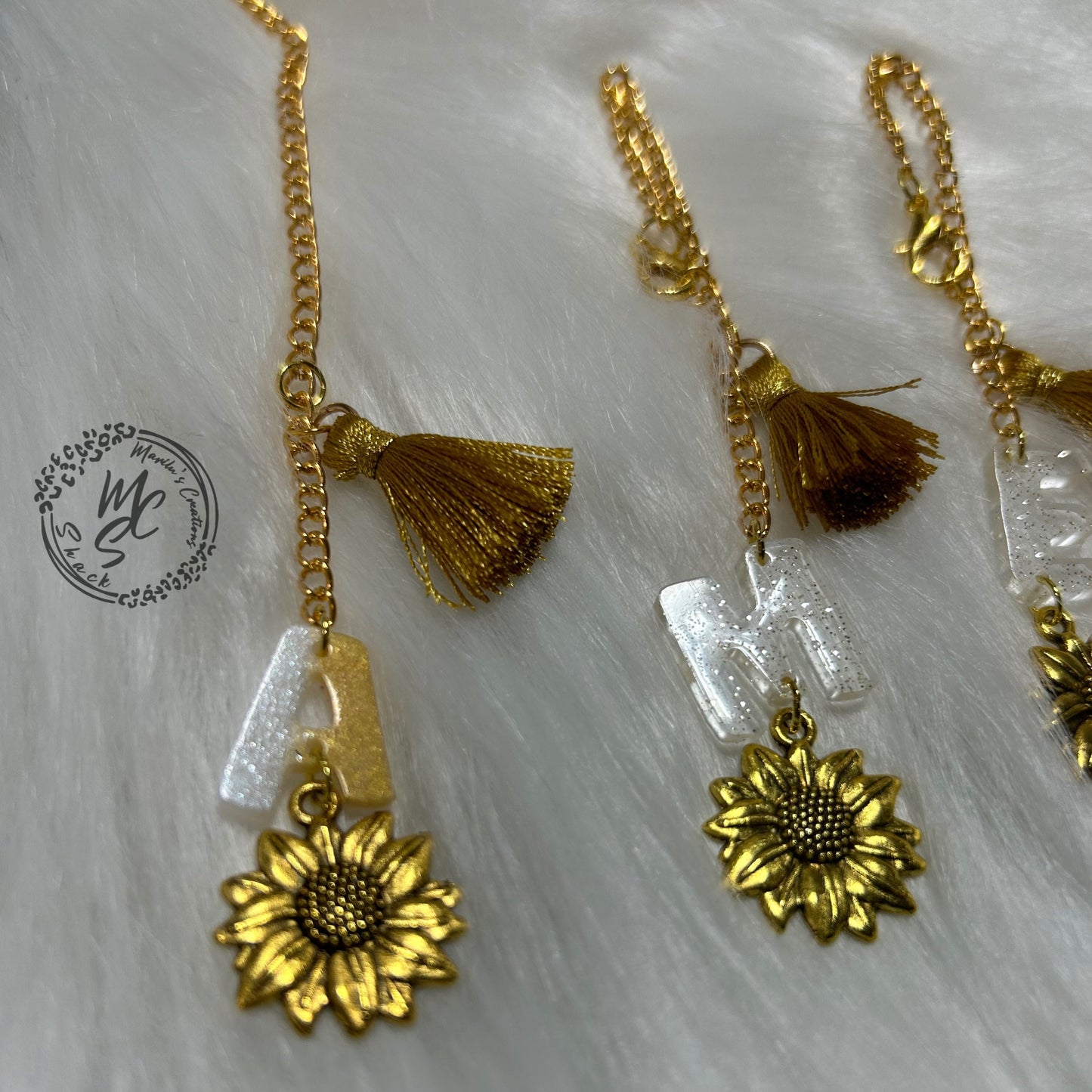 Personalized Sunflower Tumbler Charm: Tassel & Initial Cup Accessory