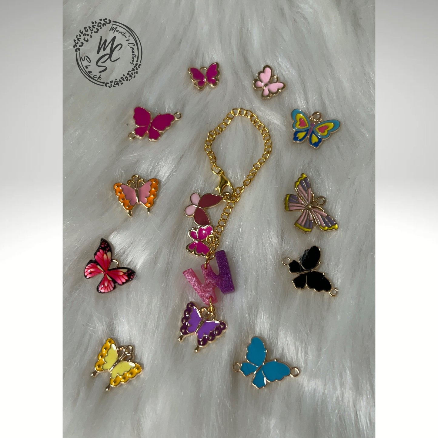 Personalized Butterfly Charm for 40oz Stanley or Dupes or any tumbler with handle, accessories for tumbler handles, letter charm for cups.