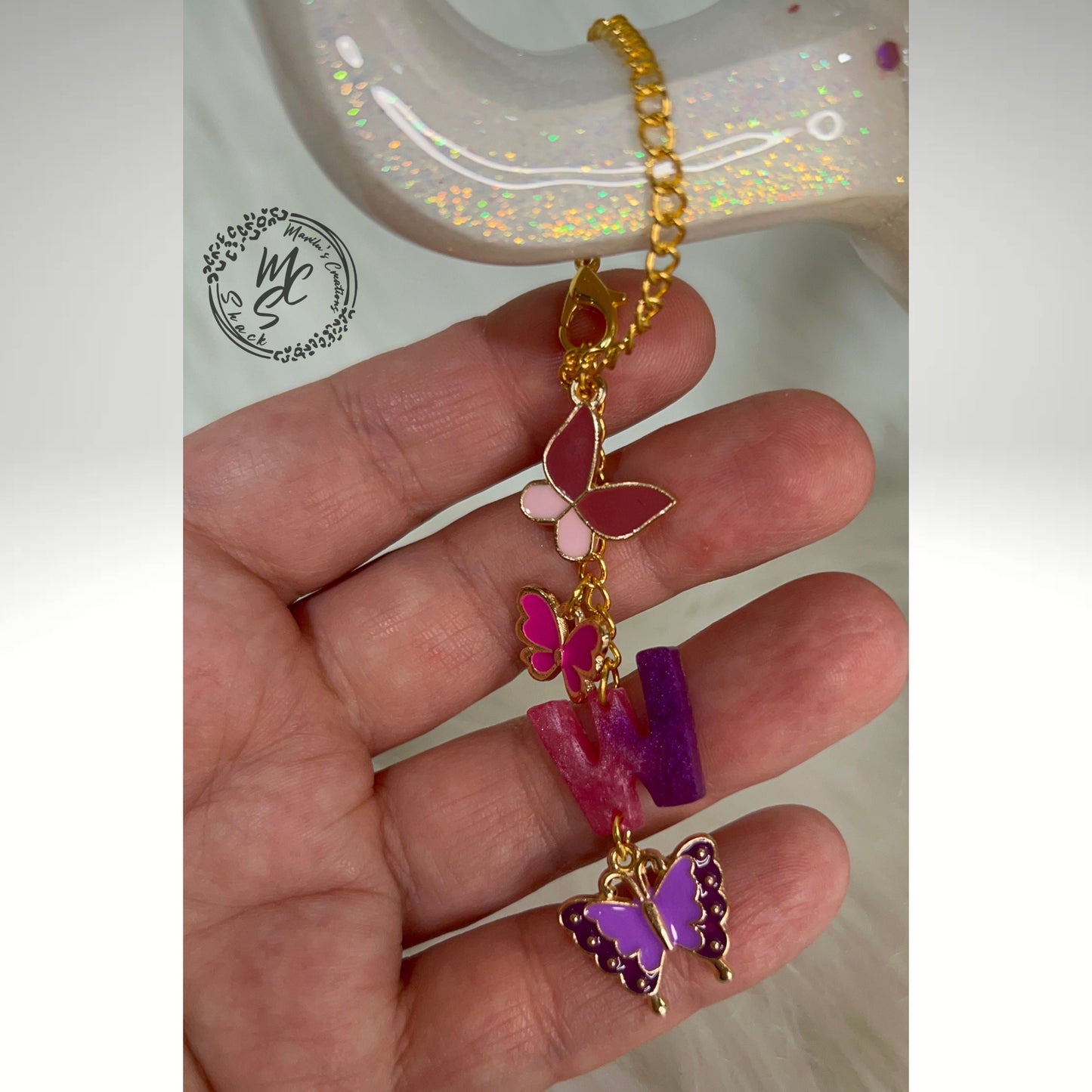 Personalized Butterfly Charm for 40oz Stanley or Dupes or any tumbler with handle, accessories for tumbler handles, letter charm for cups.