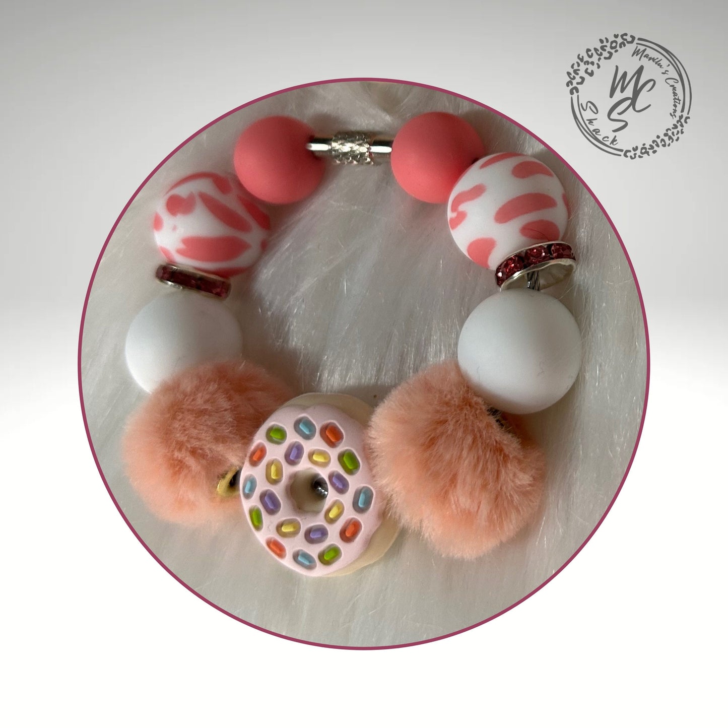 Donut Stanley Tumbler Charm: Handmade Silicone Bead Cup Handle Accessory