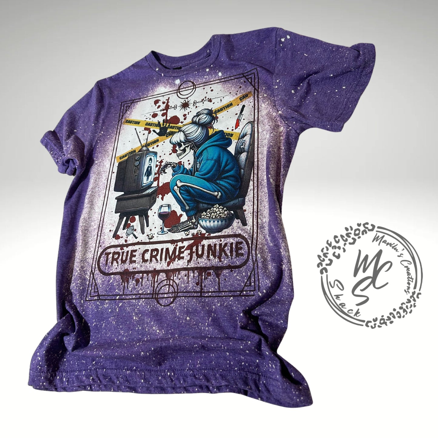 Tarot card True Crime Junkie t-shirt, retro distressed true crime lovers shirt, bleached tarot tee, super soft top, gift for her or him.