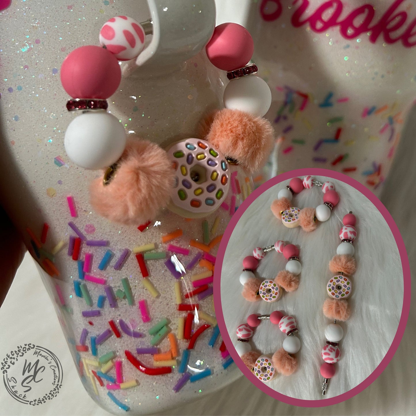 Donuts Stanley Tumbler Cup Charm, donut Coffee tumbler handle beads charm, silicone beads charm for tumbler handles