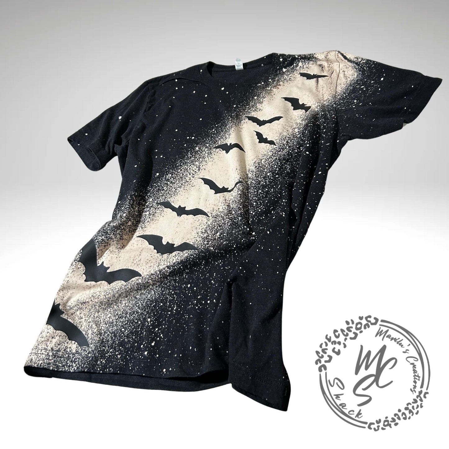 Bat Black T-shirt bleach distressed bats top, Halloween or any occasion shirt