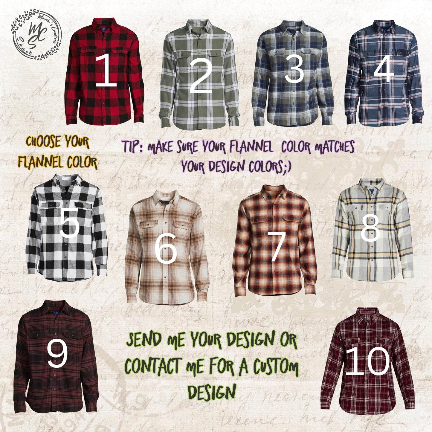 Flannels Bleached/Distressed/Vintage Customized (Choose your flannel size, color and send me a picture or the idea for your design)
