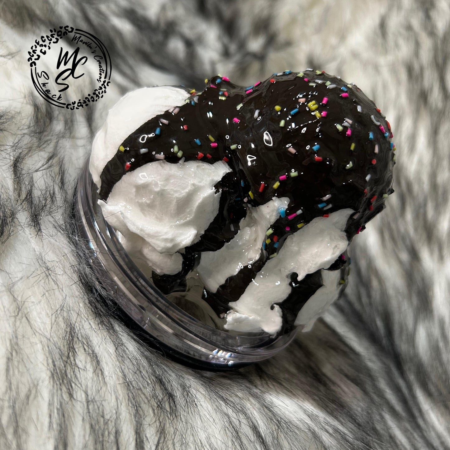 Ice cream with chocolate and sprinkles removable topper and lid for different size tumblers. Faux topper replacement lid. Tumbler top