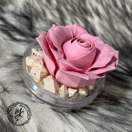 Pink Rose removable topper and lid for different size tumblers. Rose Flower Pink and cream color topper replacement lid. Faux Tumbler top
