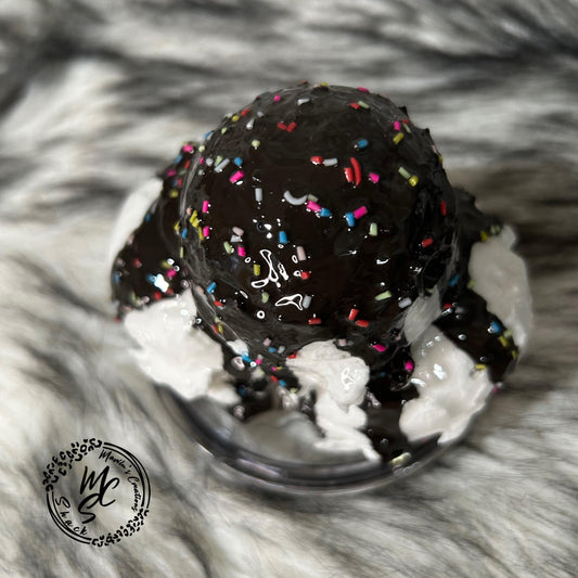 Ice cream with chocolate and sprinkles removable topper and lid for different size tumblers. Faux topper replacement lid. Tumbler top