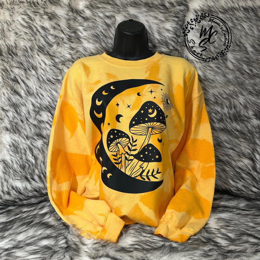 Mushroom Sweatshirt, Moon Phases and Mushrooms Graphic Sweatshirt, Soft Crewneck Sweatshirt, Long Sleeve Sweatshirt