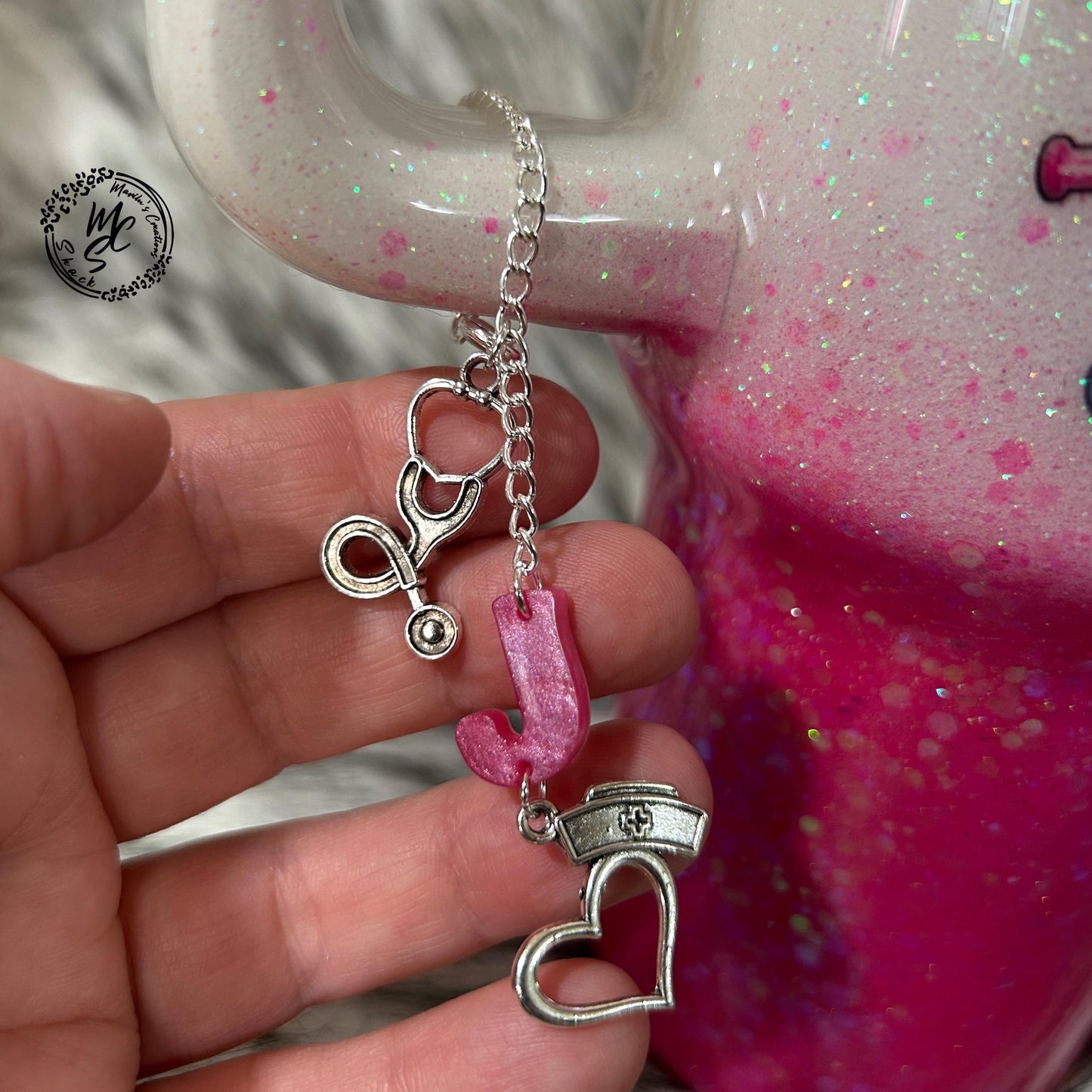 Tumbler Handle Charm, Custom Stanley Charm, Tumbler Cup Chain Charm, Drinking Tumbler Accessories, Heart Charm