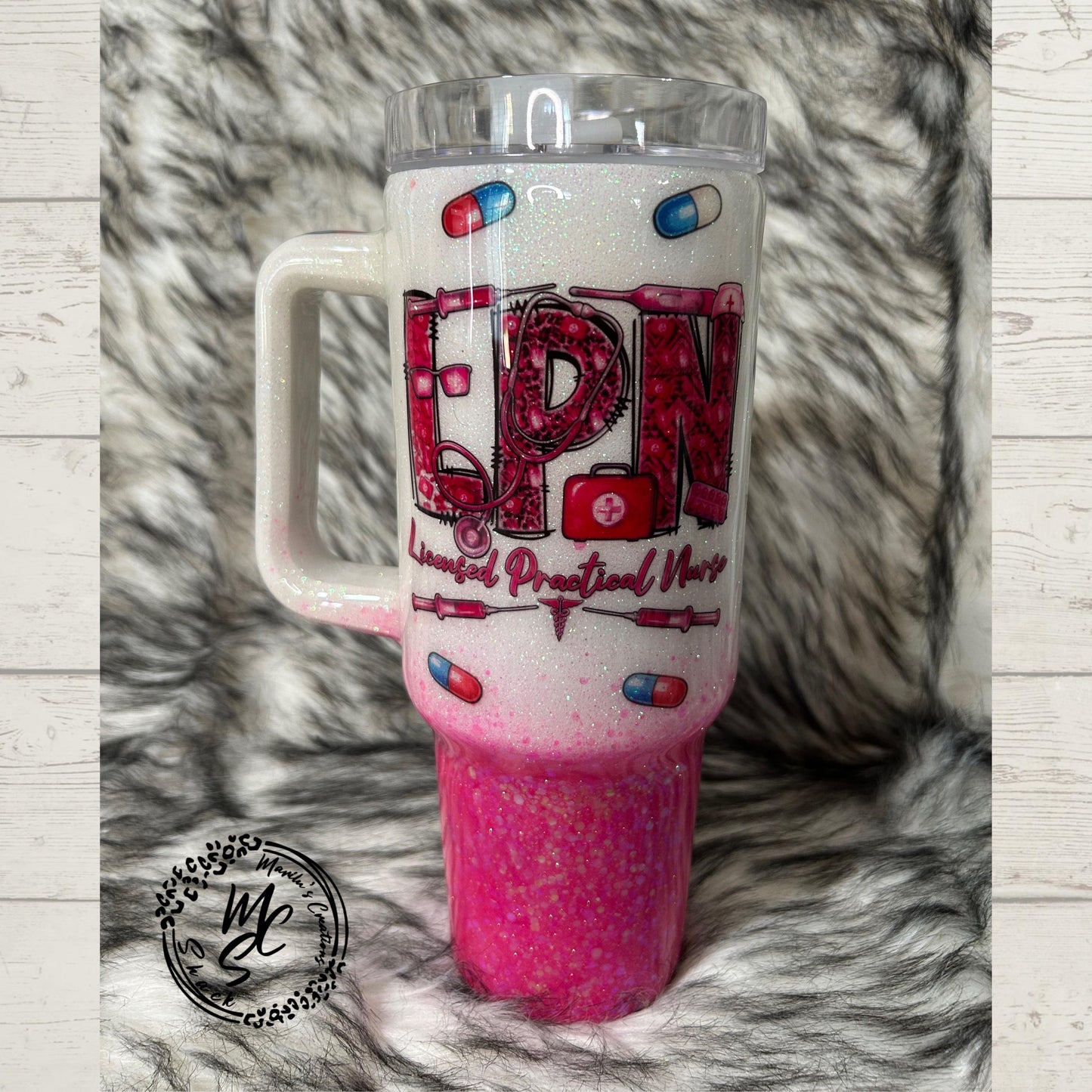 LPN Tumbler, Licensed Practical Nurse Mug, Fake Pills Topper, 3d Medical Tumbler, Glitter Nurse Cup, Nurse Appreciation Gift