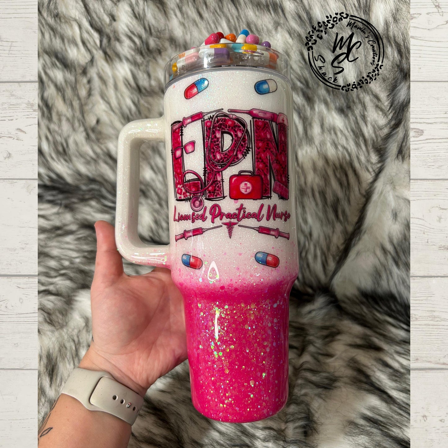 LPN Tumbler, Licensed Practical Nurse Mug, Fake Pills Topper, 3d Medical Tumbler, Glitter Nurse Cup, Nurse Appreciation Gift