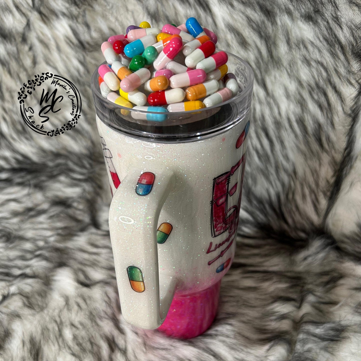 LPN Tumbler, Licensed Practical Nurse Mug, Fake Pills Topper, 3d Medical Tumbler, Glitter Nurse Cup, Nurse Appreciation Gift