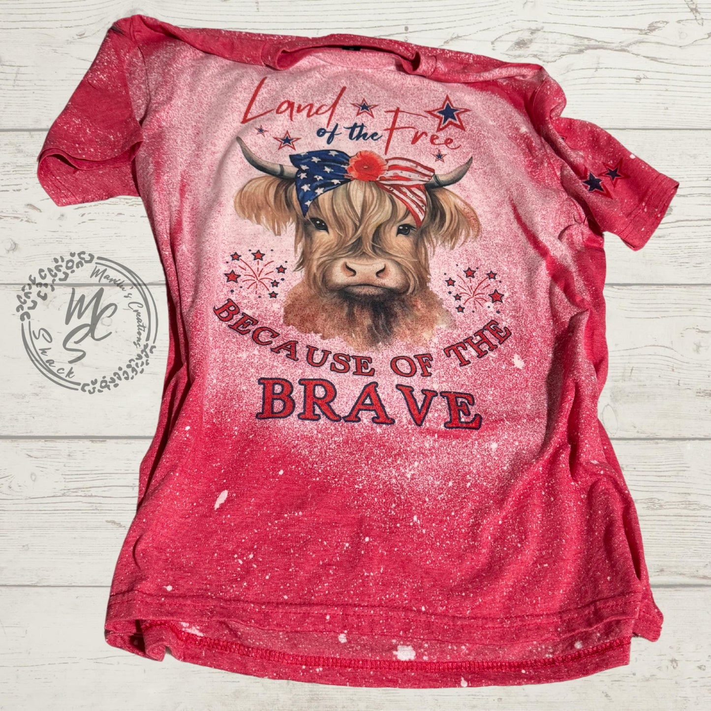 Land of the Free because of the Brave shirt, Highland Patriotic Cow Tshirt, USA Flag Shirt, Soft Cotton Streetwear Shirt, Independent Tshirt