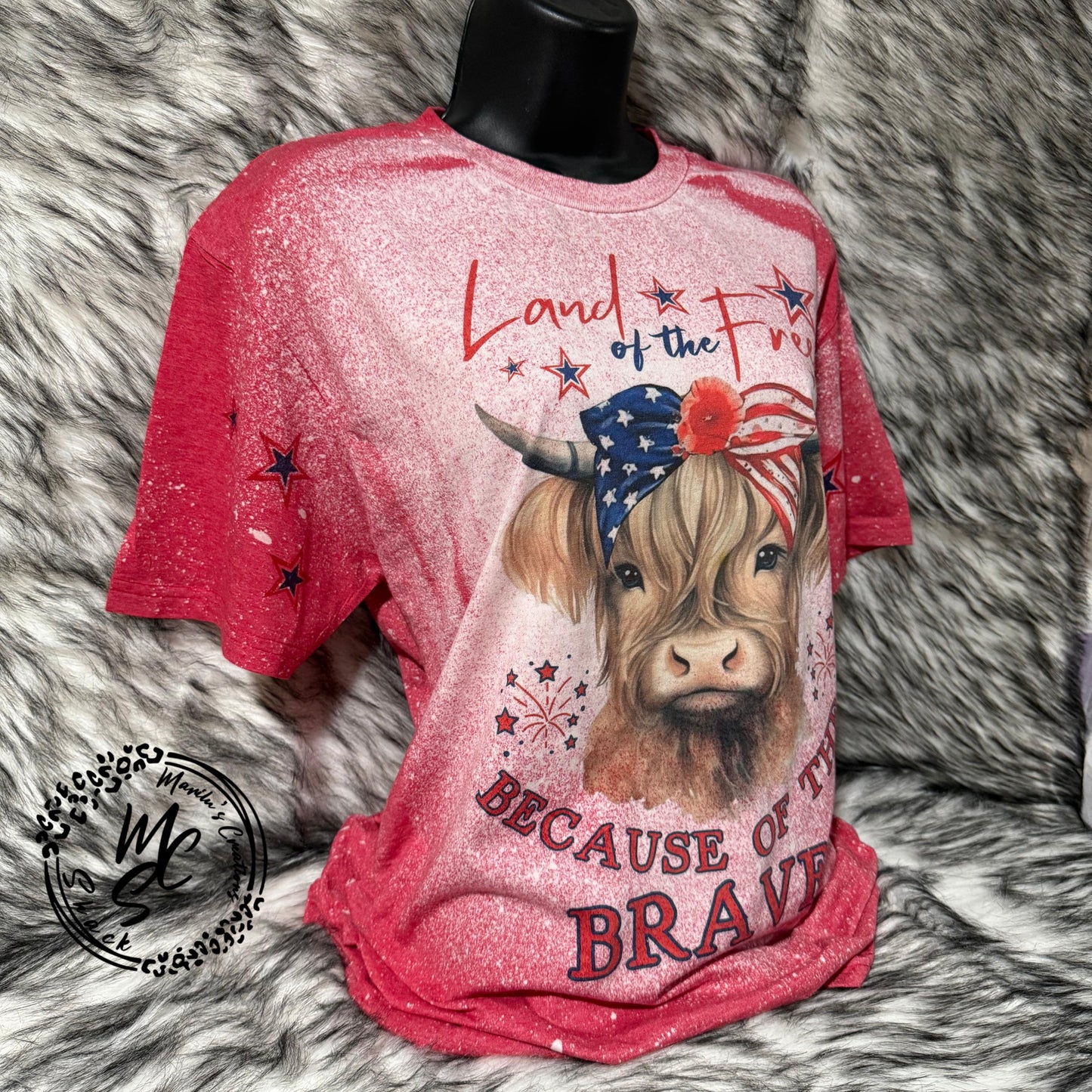 Land of the Free because of the Brave shirt, Highland Patriotic Cow Tshirt, USA Flag Shirt, Soft Cotton Streetwear Shirt, Independent Tshirt