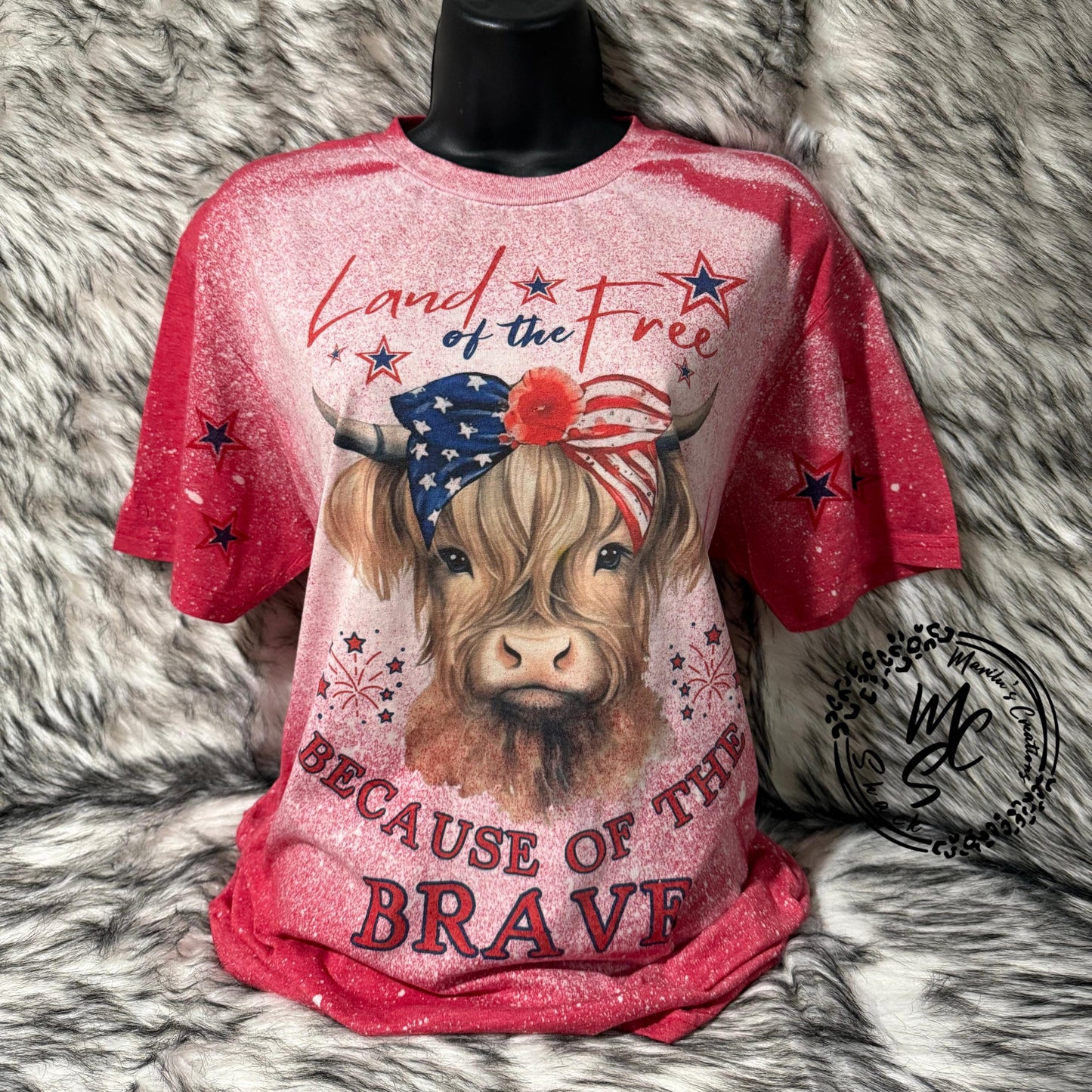 Land of the Free because of the Brave shirt, Highland Patriotic Cow Tshirt, USA Flag Shirt, Soft Cotton Streetwear Shirt, Independent Tshirt