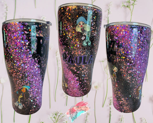 Purple,Black and Pink glitter Brat inspired tumbler (choose your shape and size)