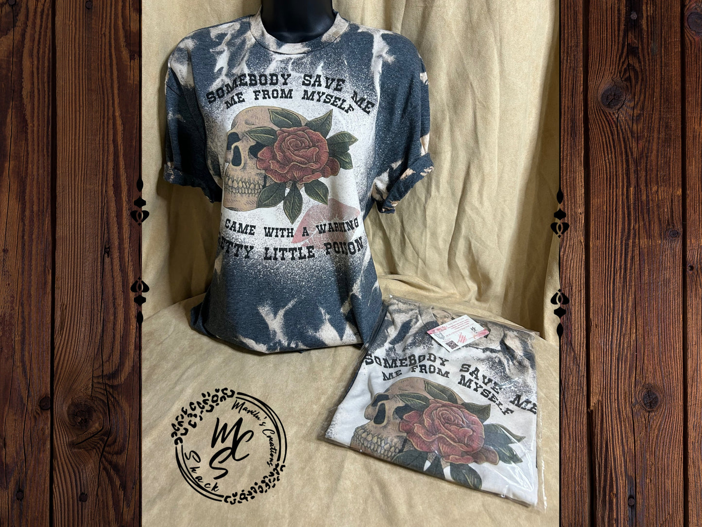 Somebody Save Me, Me from Myself shirt, soft tee, Came with a warning top, Pretty Little Poison, Skull and Rose t-shirt, concert tee.