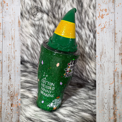 Elf Movie Inspired Christmas Tumbler with 3D Elf Hat Topper
