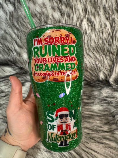 Elf Movie Inspired Christmas Tumbler with 3D Elf Hat Topper