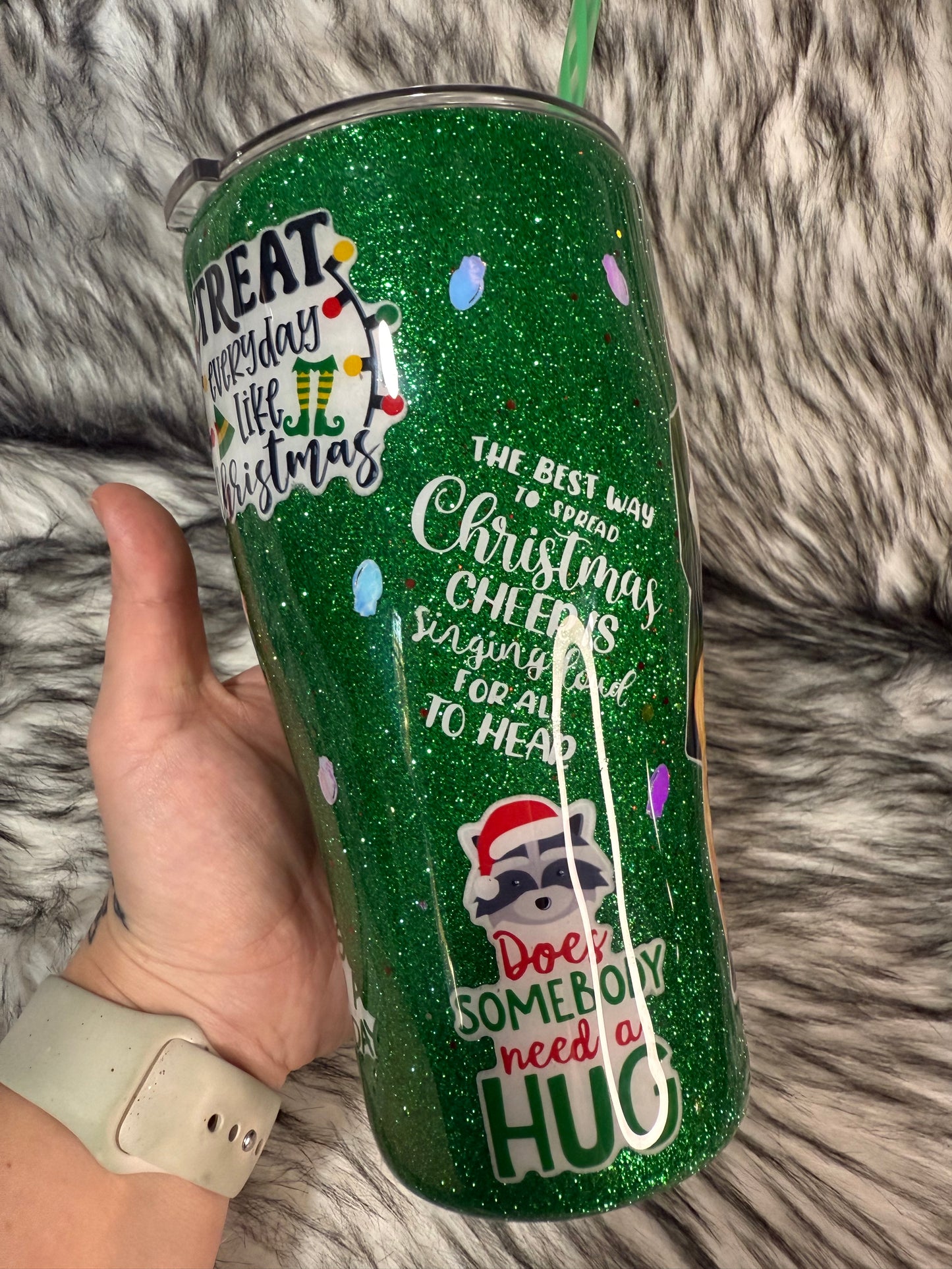 Elf Movie Inspired Christmas Tumbler with 3D Elf Hat Topper