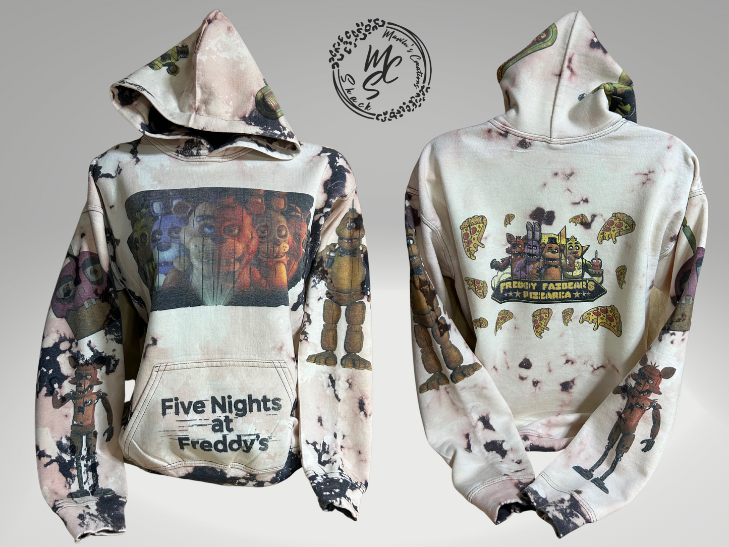 Five Nights at Freddys youth unisex bleached/Distressed Hoodies