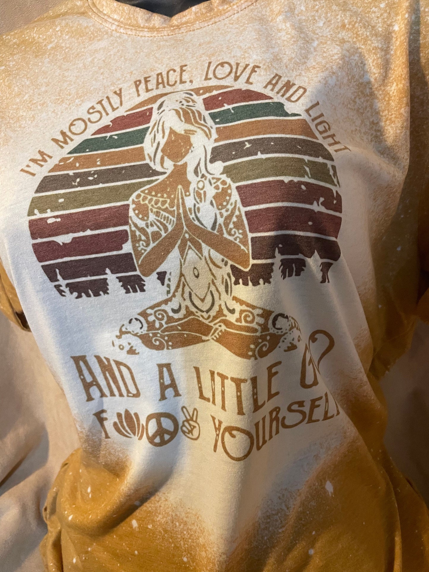 Bleached Meditation T-Shirt: Distressed Mustard Vintage Retro Top