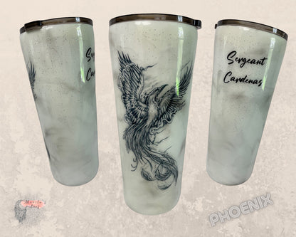 Phoenix Tattoo Tumbler: Personalized Smoke Effect Stainless Steel Cup